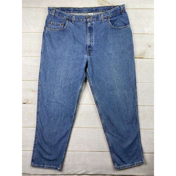 VTG 90’s Levis 545 Brown Tab Loose Fit Jeans Mens 44x32 Stone Wash Distressed - Picture 1 of 12